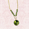 Olive Green Crystal Necklace: 16"