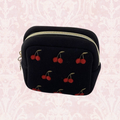 Cherry Embroidered Makeup and Accessory Pouch