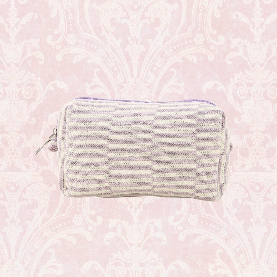 Striped Pattern Makeup Bag Accessory Pouch