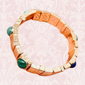 Stone Bangle & Elastic Bracelet Blue/Green