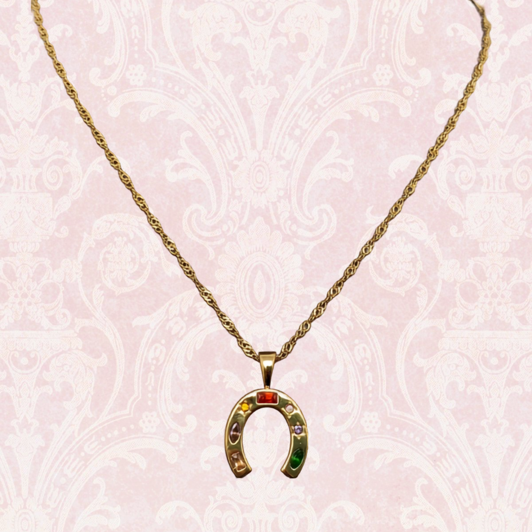 Horseshoe Charm Necklace Gold