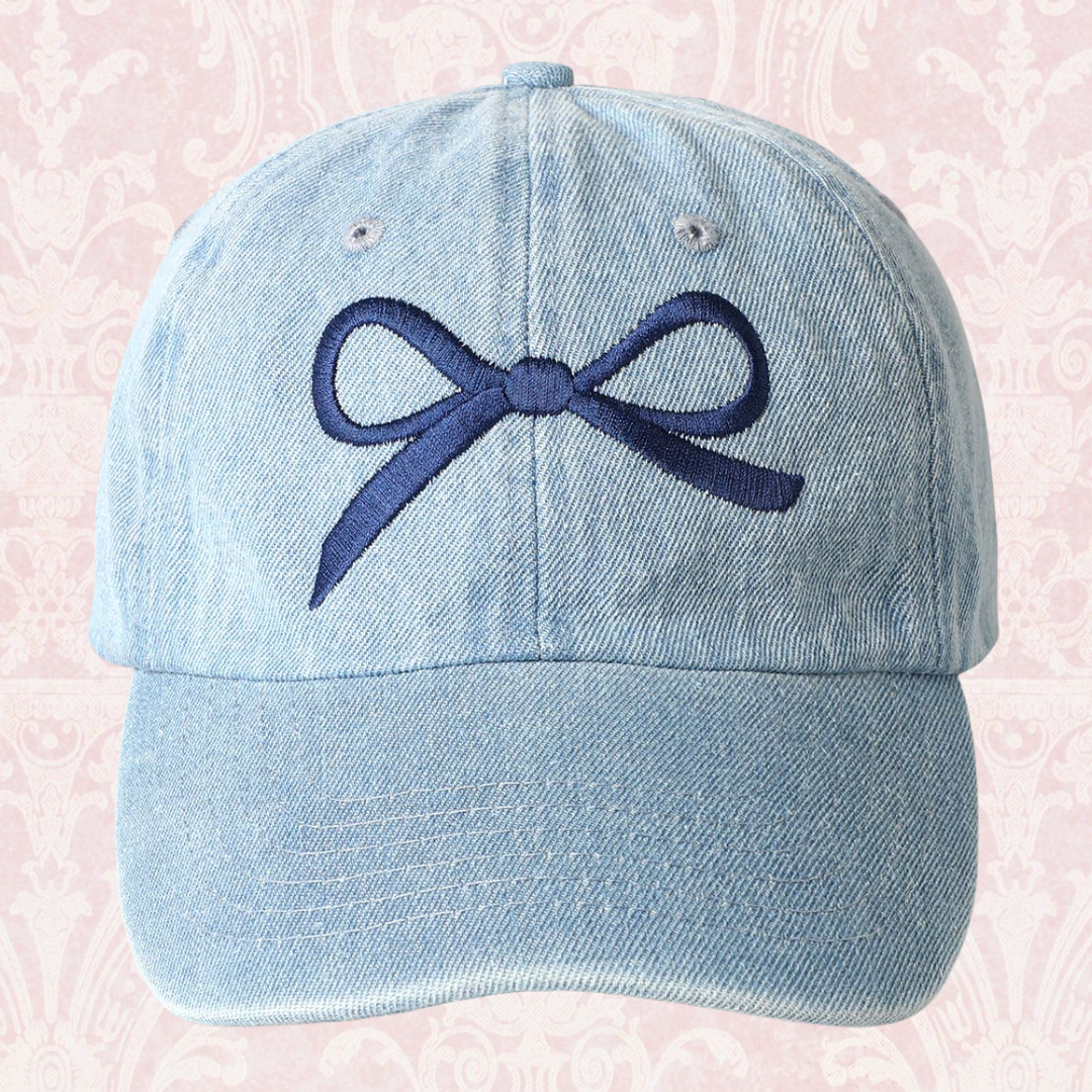 Trendy Bow Embroidered Denim Hat