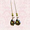 Olive Green Swarovski Crystal Earrings