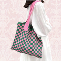 Checkered Crochet Knitted Bag