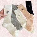 Bow Embroidered Socks