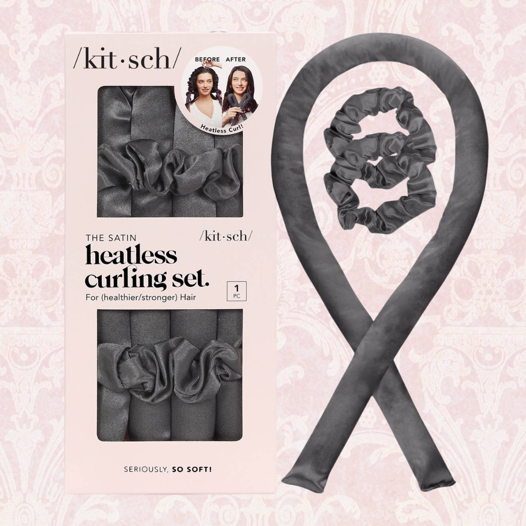 Satin Heatless Curling Set - Charcoal