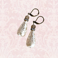 Floral Patterned Teardrop Pearl Earrings