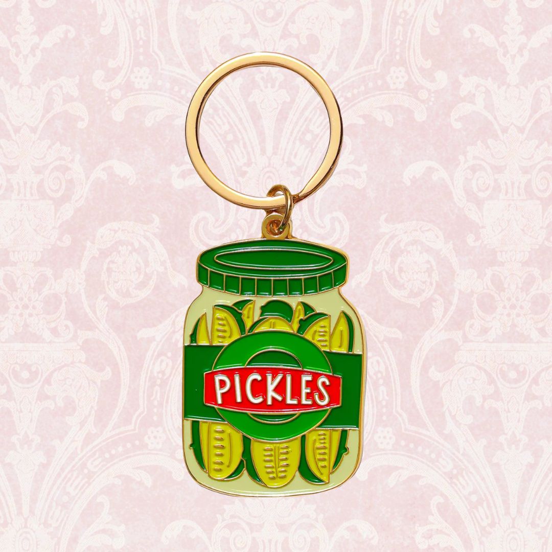 Pickle Jar Enamel Keychain Bag Charm