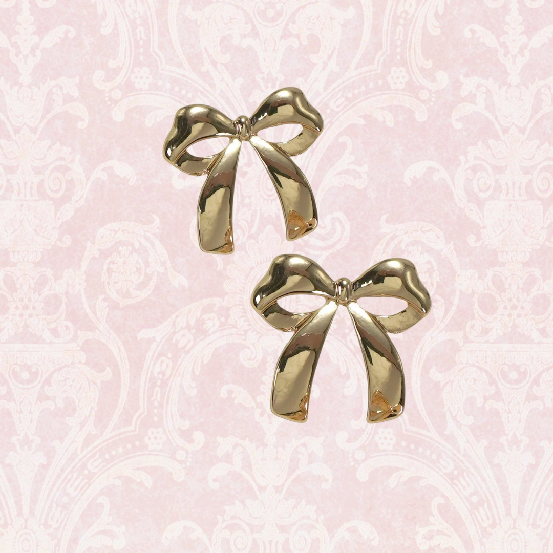 Gold Bow Stud Earrings