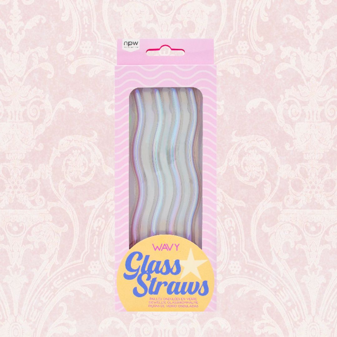 Wavy Glass Straws-4 Pack