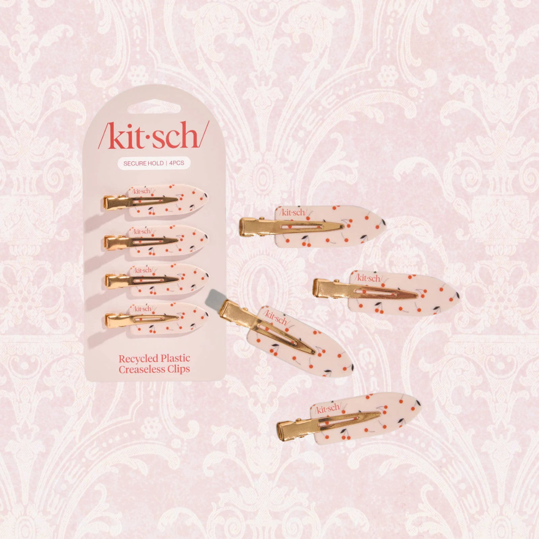 Recycled Plastic Creaseless Clips 4pc Set- Cherry Print