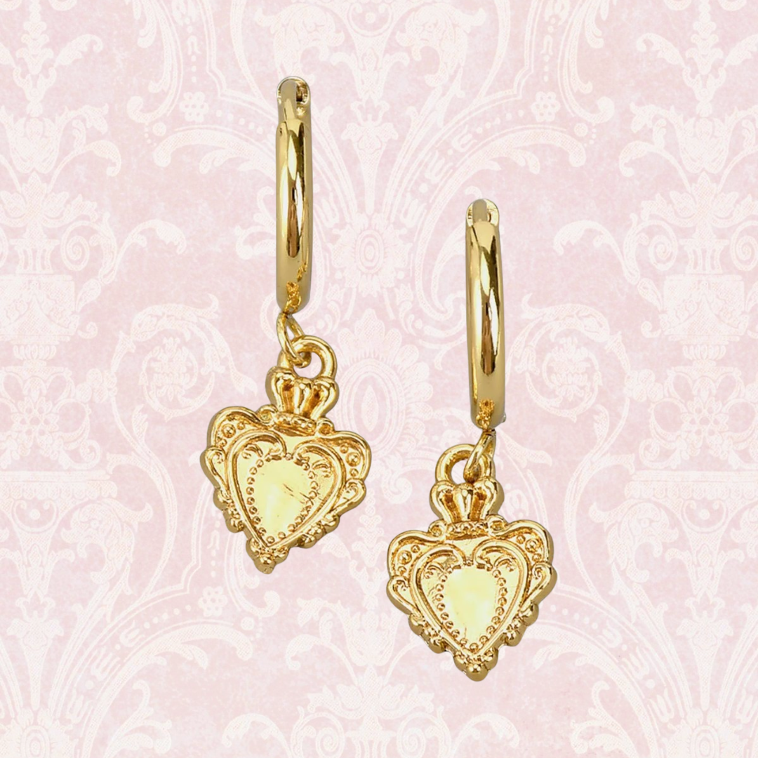 Heart Earrings Stainless Steel Gold