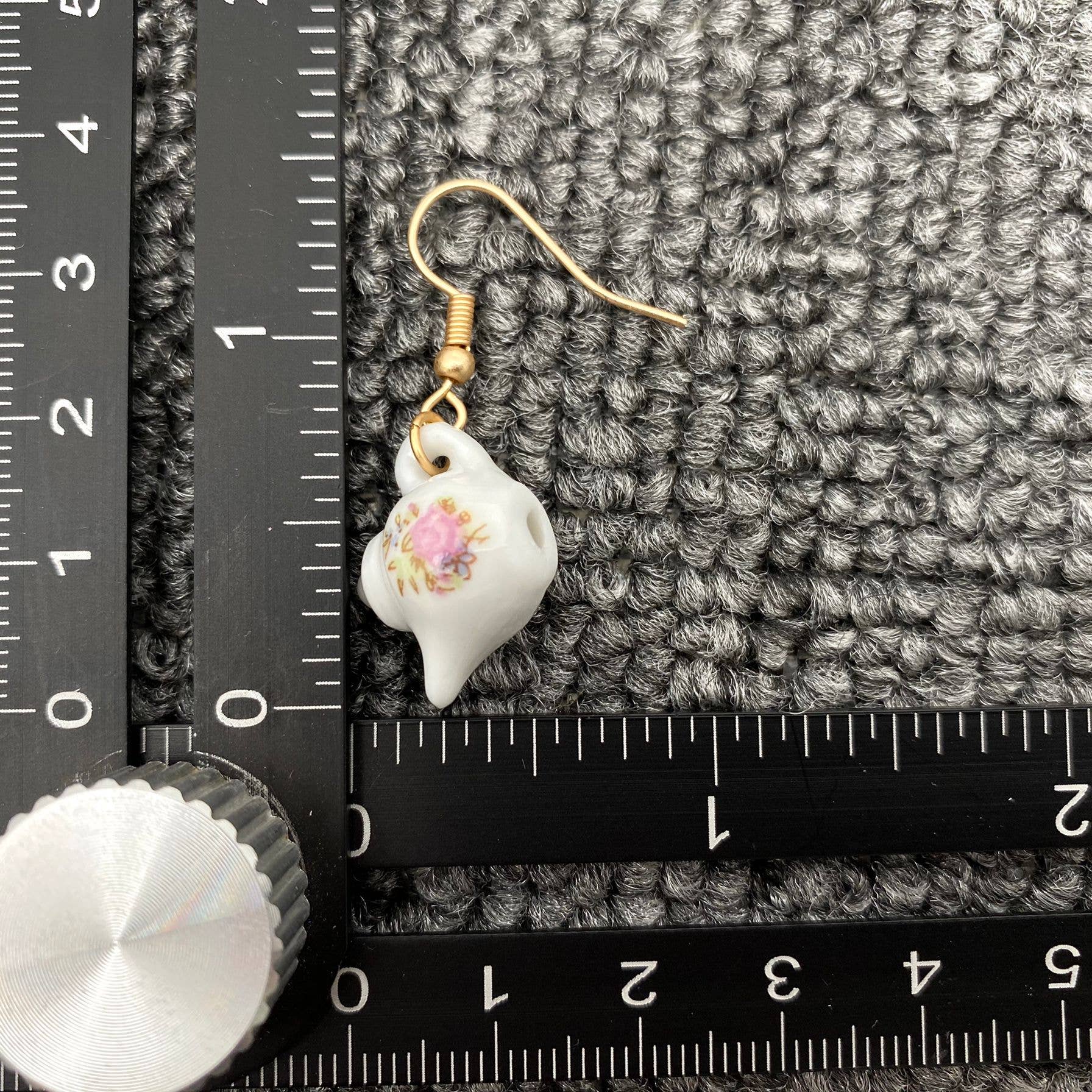Pink Flower Teapot Earrings