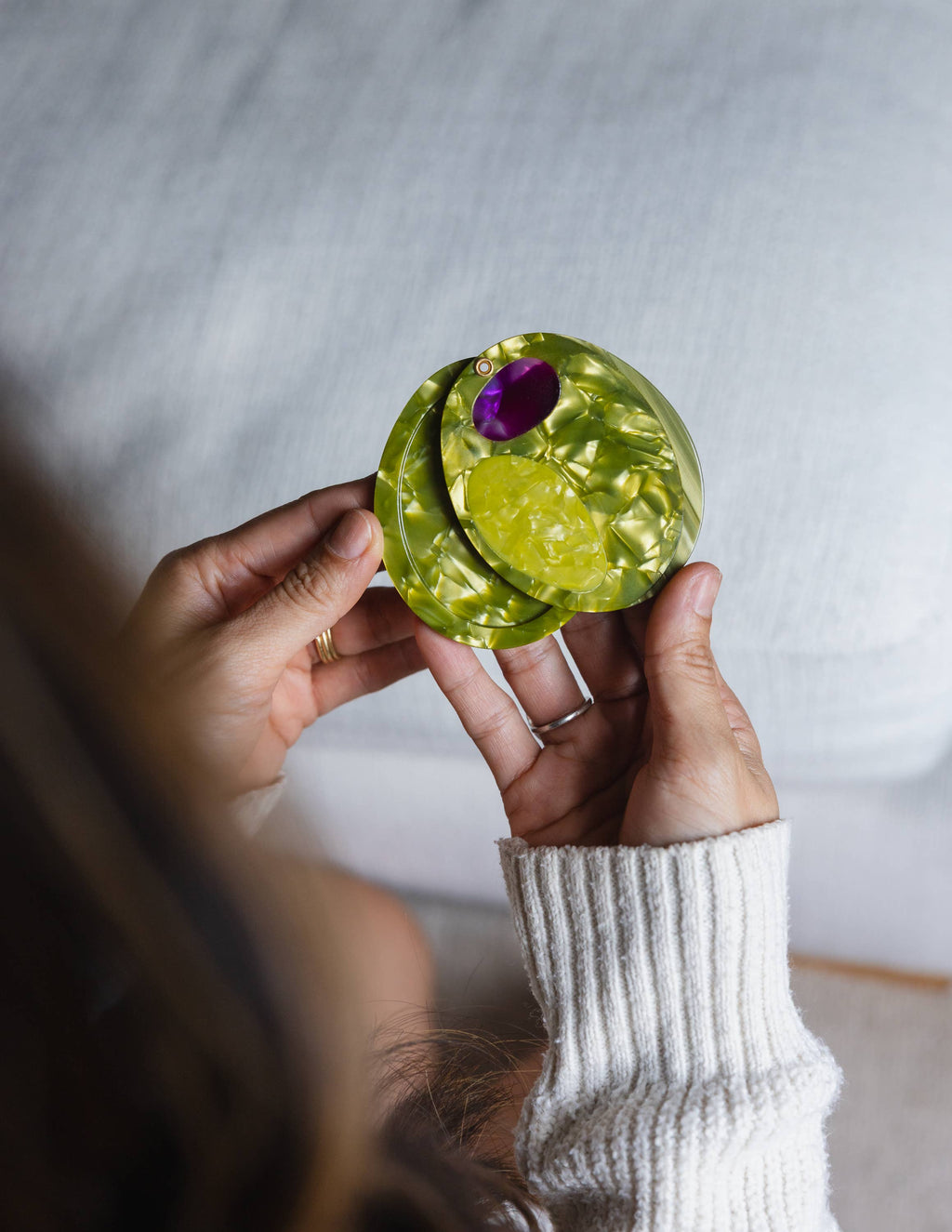 Olive Folding Compact Mirror